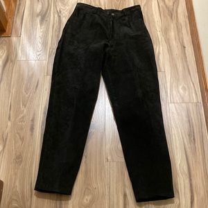 Black suede leather trousers